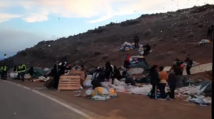 Caos en la Ruta 237: un camión volcó y se llevaron parte de su mercadería