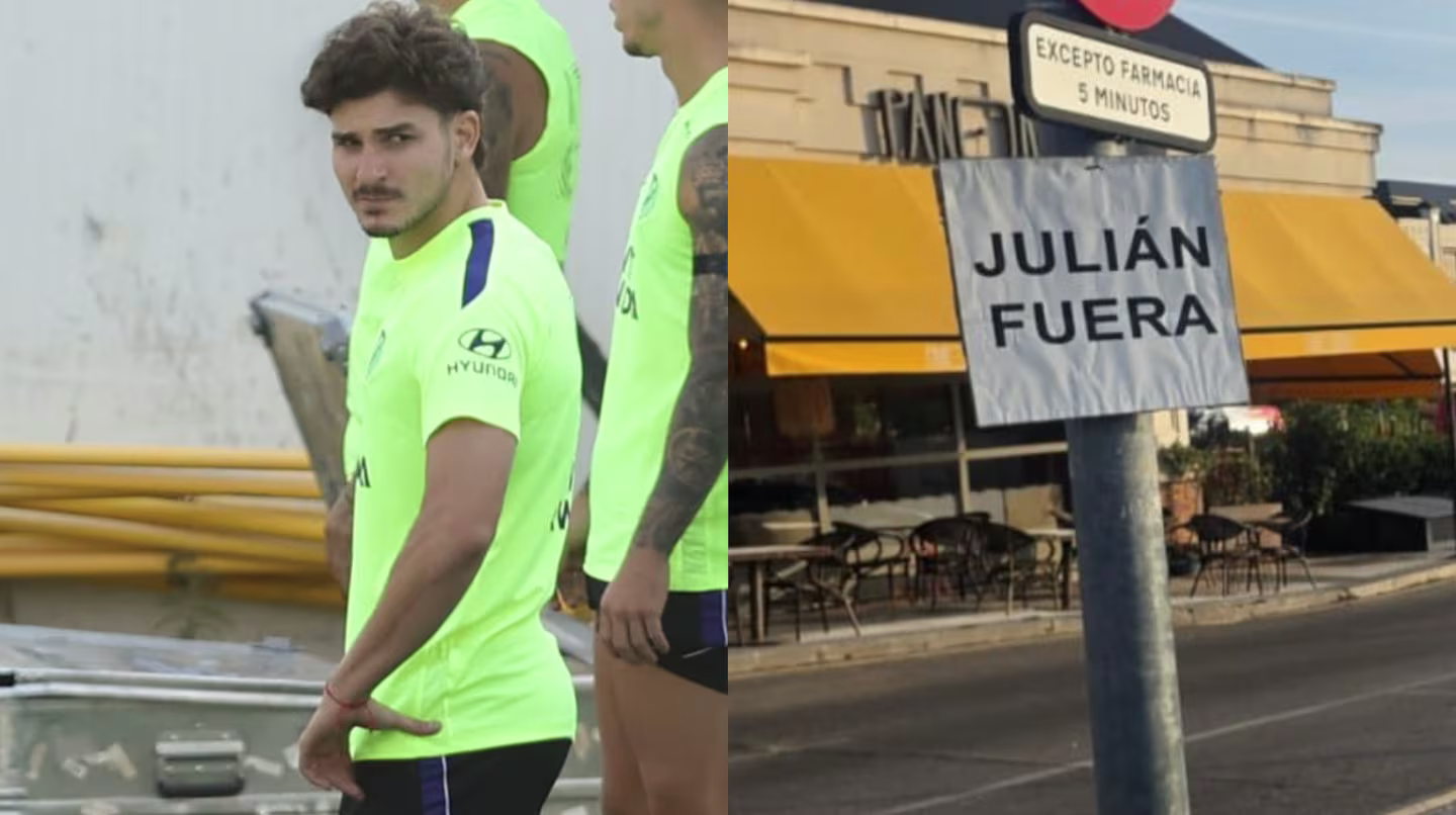 Aparecieron carteles de los hinchas del Atlético de Madrid contra Julián Álvarez Aparecieron carteles de los hinchas del Atlético de Madrid contra Julián Álvarez