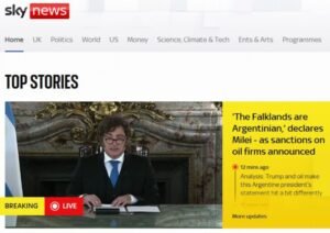Cómo reflejaron los medios británicos el discurso de Milei por las Malvinas